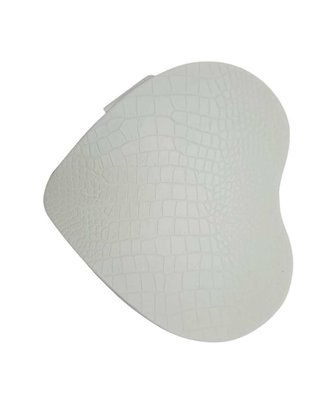 New Heart-Shaped White Croc-embossed Travel Jewelry Holder Small Box Zip Closure